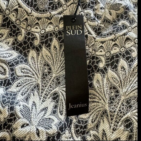 Plein Sud Brocade Mini Dress NWT FR42 US10 Black Gray White Made in Italy - Picture 10 of 13